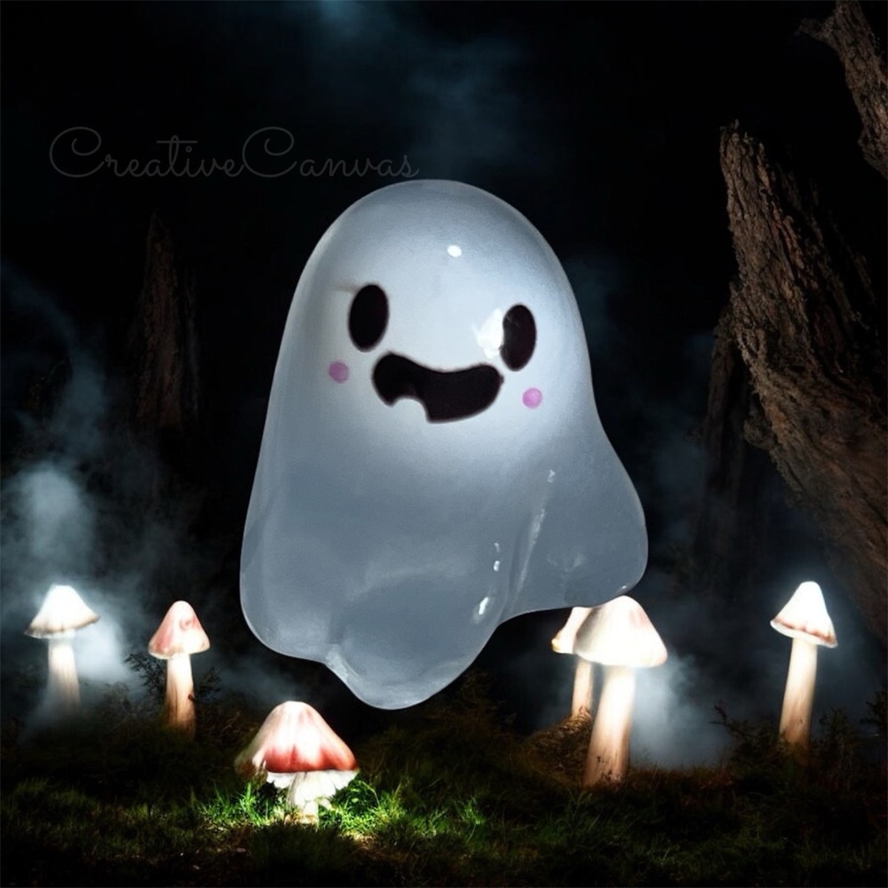 Playful Light Blue Glow In The Dark Ghost Figurine